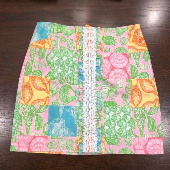 Vintage Lilly Pulitzer Patchwork Mini Skirt Sz 10 - Picture 1 of 6